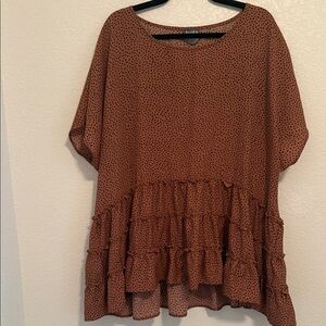 Arula Rust Polka Dot Ruffle Tunic
